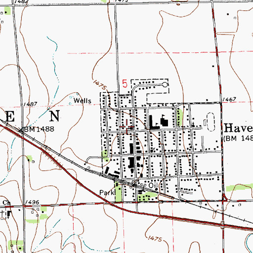 Topographic Map of Haven United Methodist Church, KS