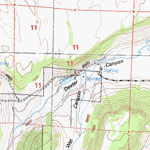 Topographic Map of Wet Canyon, CA