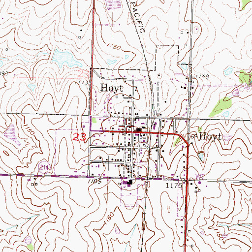 Topographic Map of Hoyt United Methodist Church, KS