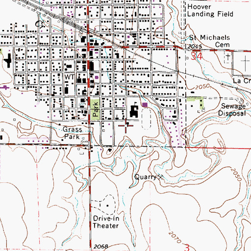 Topographic Map of La Crosse United Methodist Church, KS