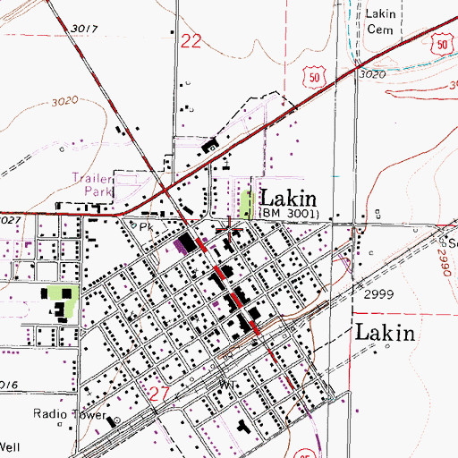 Topographic Map of Lakin United Methodist Church, KS