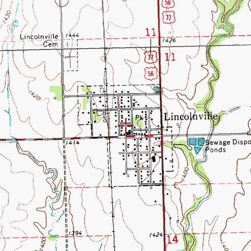 Topographic Map of Lincolnville United Methodist Church, KS