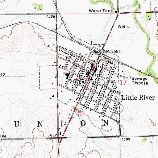 Topographic Map of Little River United Methodist Church, KS