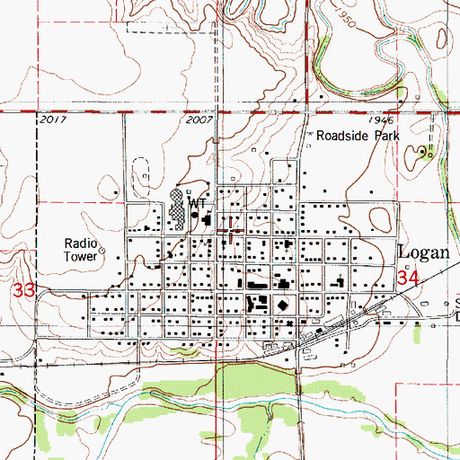 Topographic Map of Logan United Methodist Church, KS