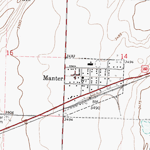 Topographic Map of Manter United Methodist Church, KS