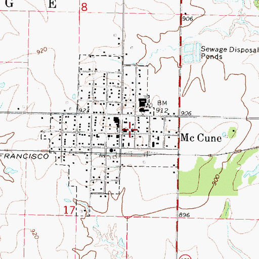 Topographic Map of McCune United Methodist Church, KS