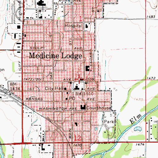 Topographic Map of Medicine Lodge United Methodist Church, KS