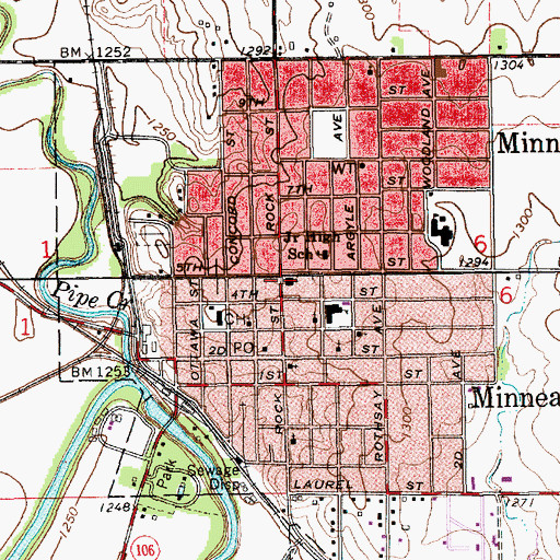 Topographic Map of Minneapolis United Methodist Church, KS