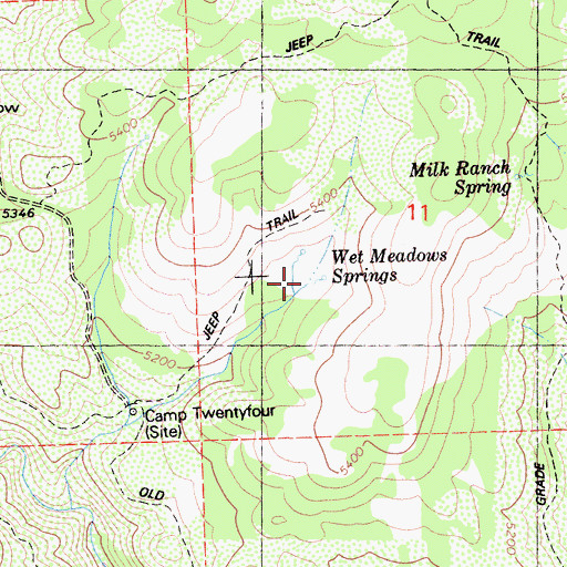 Topographic Map of Wet Meadows Springs, CA
