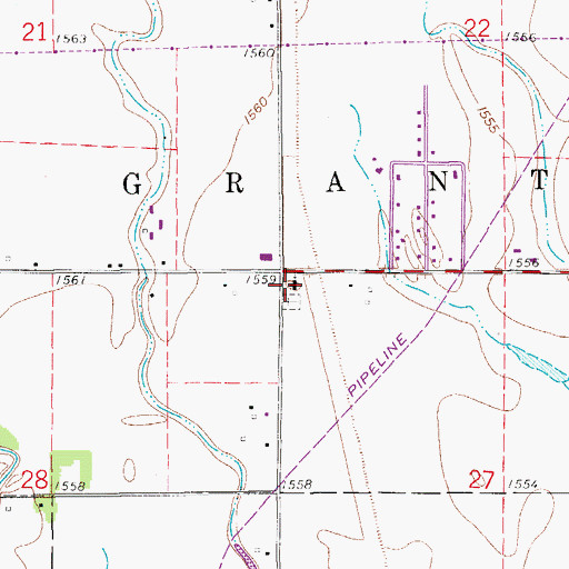 Topographic Map of Mitchell United Methodist Church, KS