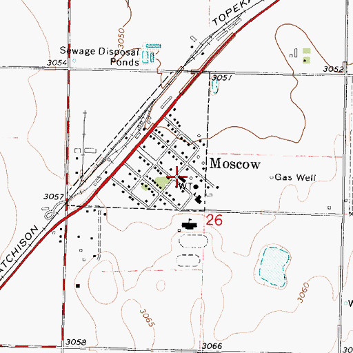 Topographic Map of Moscow United Methodist Church, KS