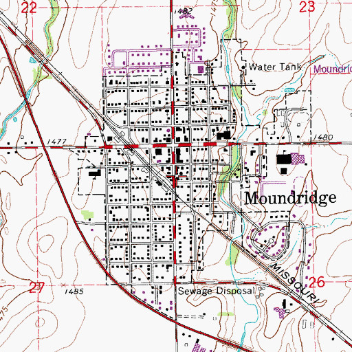 Topographic Map of Moundridge United Methodist Church, KS