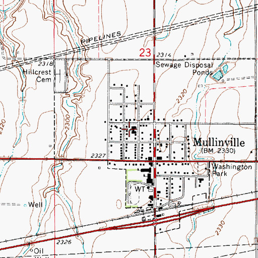 Topographic Map of Mullinville United Methodist Church, KS