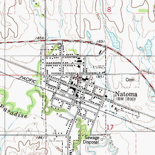 Topographic Map of Natoma United Methodist Church, KS
