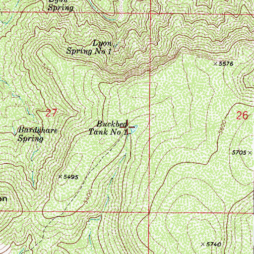 Topographic Map of Buckbed Tank Number One, AZ