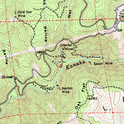 Topographic Map of Wet Ravine, CA