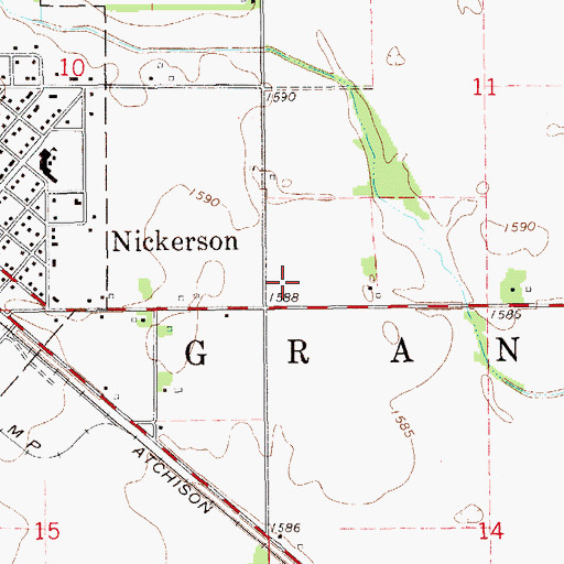 Topographic Map of Nickerson United Methodist Church, KS