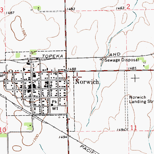 Topographic Map of Norwich United Methodist Church, KS