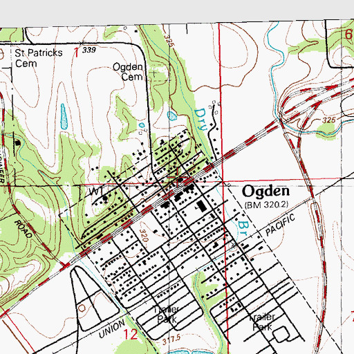 Topographic Map of Ogden Friendship House United Methodist Church, KS