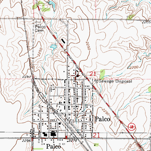 Topographic Map of Palco United Methodist Church, KS