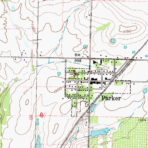 Topographic Map of Parker United Methodist Church, KS