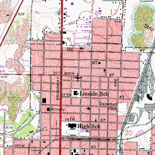 Topographic Map of Pittsburg Grace United Methodist Church, KS