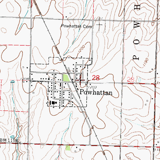 Topographic Map of Powhattan United Methodist Church, KS