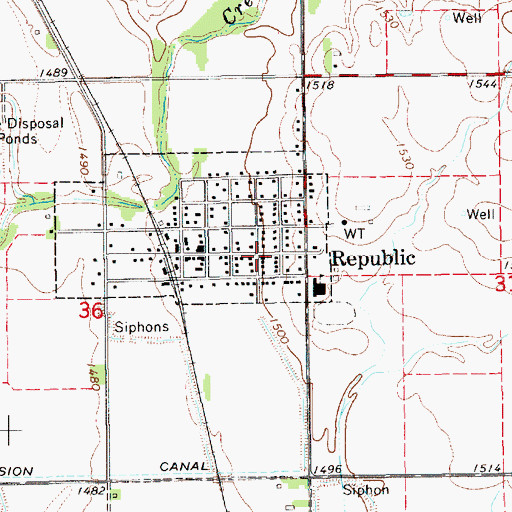 Topographic Map of Republic United Methodist Church, KS