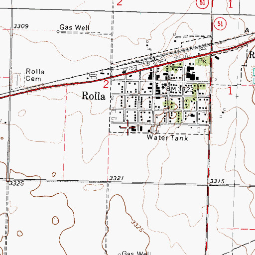 Topographic Map of Rolla United Methodist Church, KS