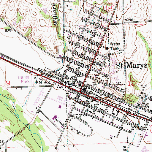 Topographic Map of Saint Marys United Methodist Church, KS