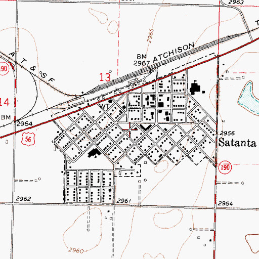 Topographic Map of Satanta United Methodist Church, KS