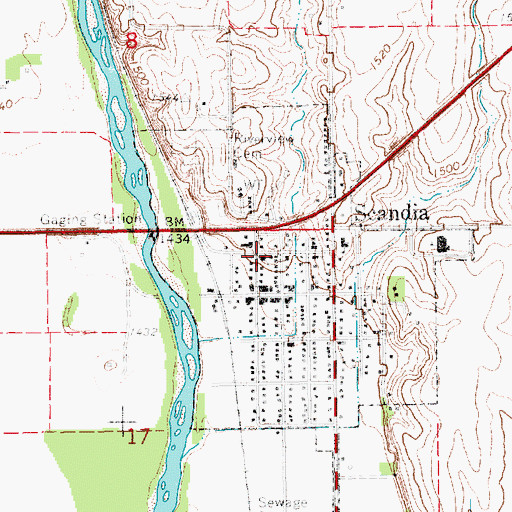 Topographic Map of Scandia United Methodist Church, KS