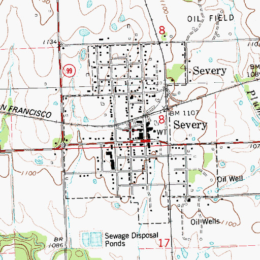 Topographic Map of Severy United Methodist Church, KS