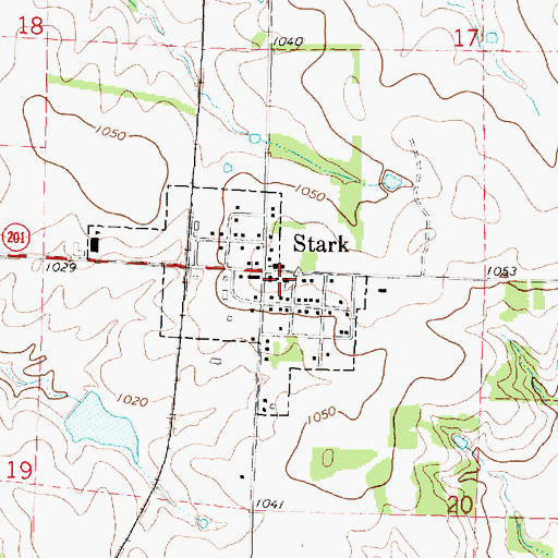 Topographic Map of Stark United Methodist Church, KS