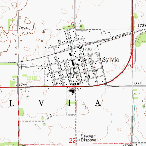 Topographic Map of Sylvia United Methodist Church, KS