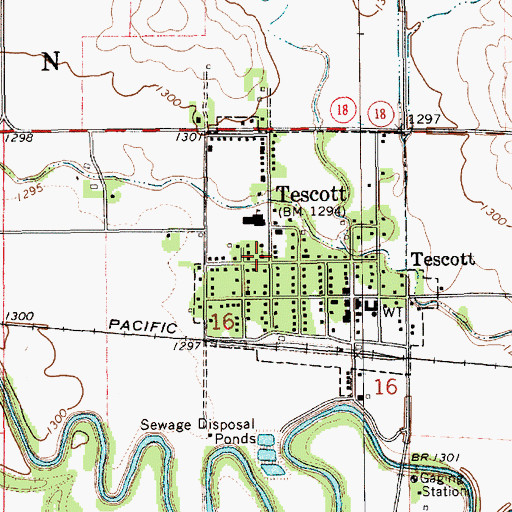 Topographic Map of Tescott United Methodist Church, KS