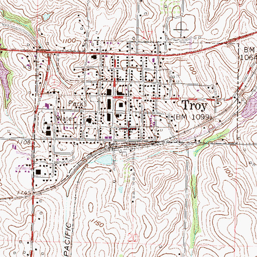 Topographic Map of Troy United Methodist Church, KS