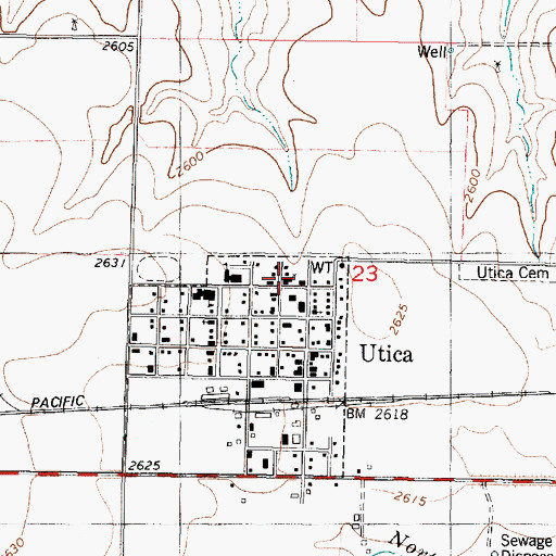 Topographic Map of Utica United Methodist Church, KS