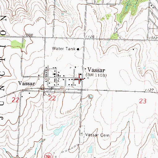 Topographic Map of Vassar United Methodist Church, KS