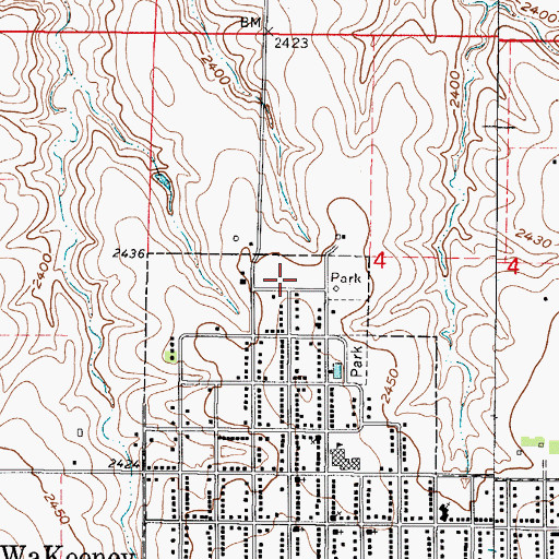 Topographic Map of WaKeeney United Methodist Church, KS