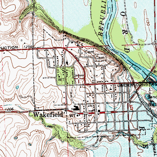 Topographic Map of Wakefield United Methodist Church, KS