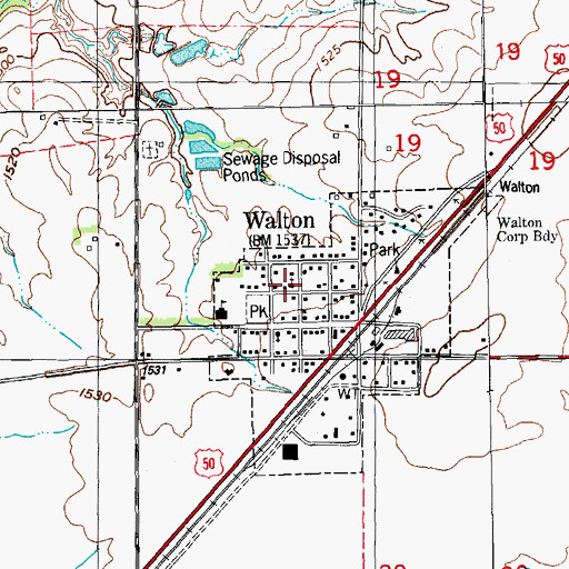 Topographic Map of Walton United Methodist Church, KS