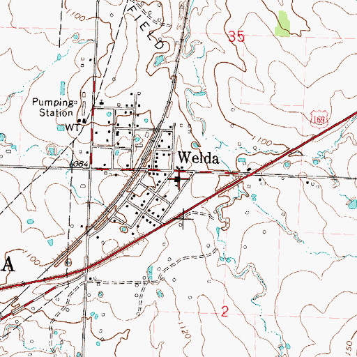Topographic Map of Welda United Methodist Church, KS