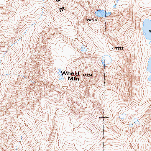 Topographic Map of Wheel Mountain, CA