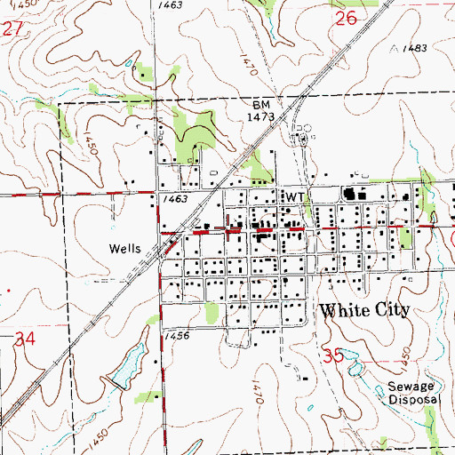 Topographic Map of White City United Methodist Church, KS