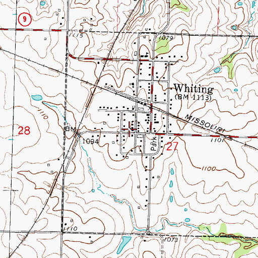 Topographic Map of Whiting United Methodist Church, KS