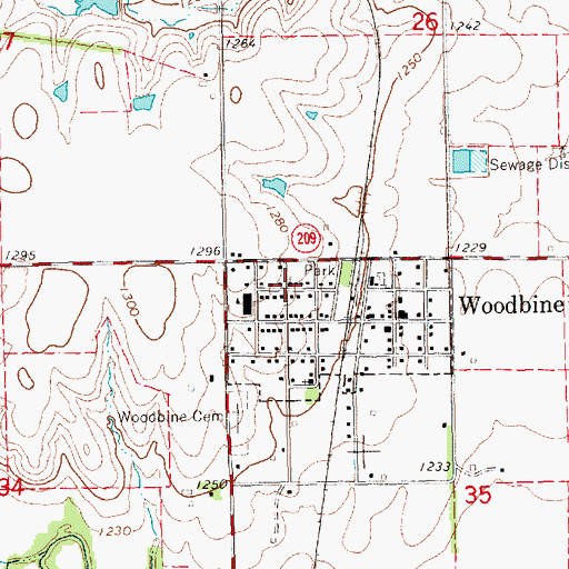 Topographic Map of Woodbine United Methodist Church, KS