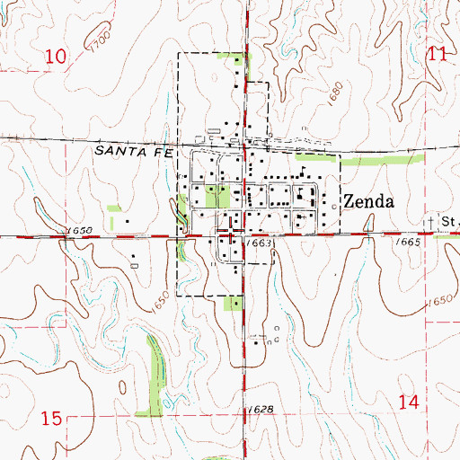 Topographic Map of Zenda United Methodist Church, KS