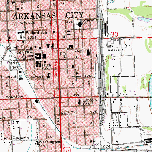 Topographic Map of Sacred Heart Catholic Church, KS