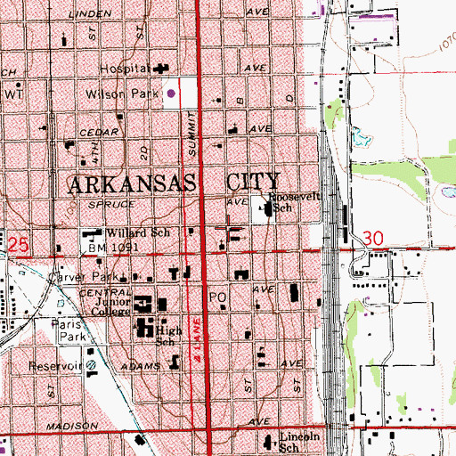 Topographic Map of Trinity Episcopal Church, KS